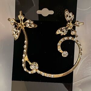 Elegant Gold and Silver Dragonfly earrings Set